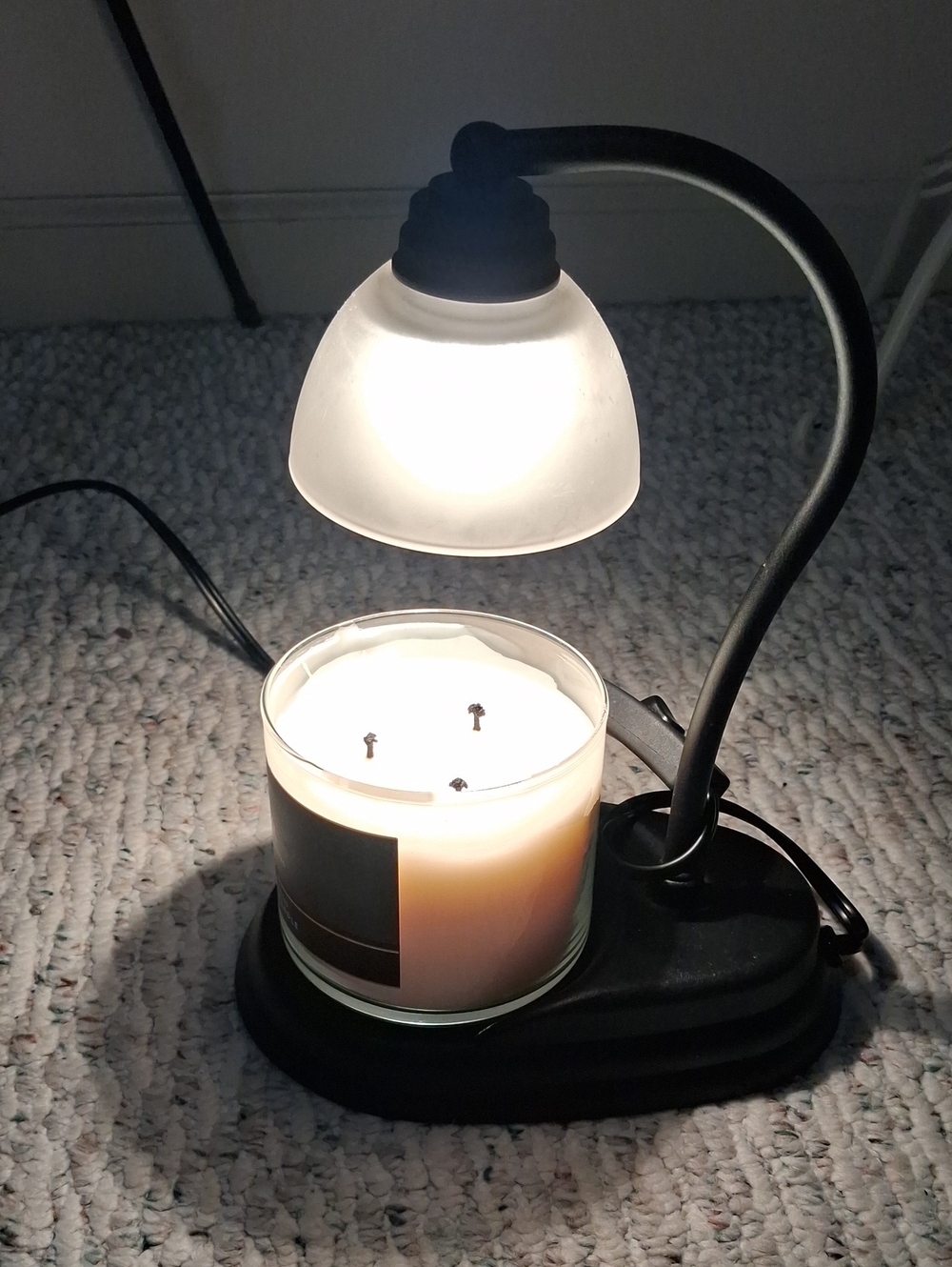 Black Candle Warmer Lamp with Frosted Shade - Home Accents
